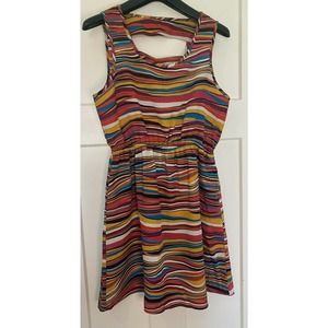 Red Camel Sleeveless Dress Stripes Colorful Women’s‎ Size Large EUC